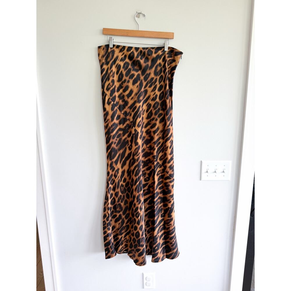 Commense Slim Leopard Print Maxi Skirt Brown Black XL NWT - Picture 3 of 9